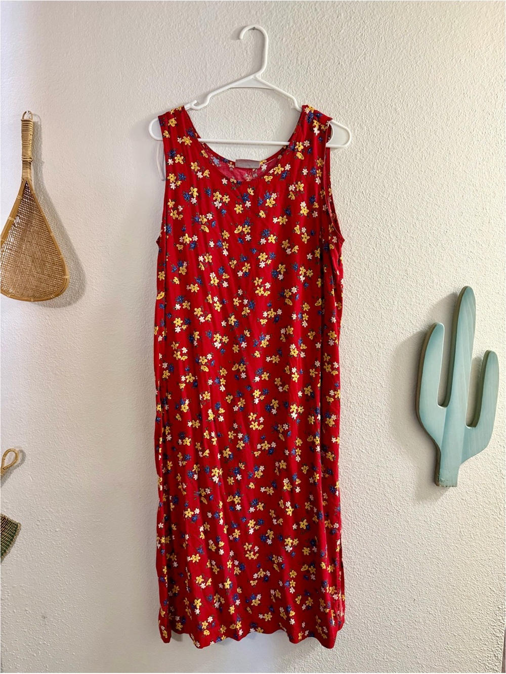 red floral dress
